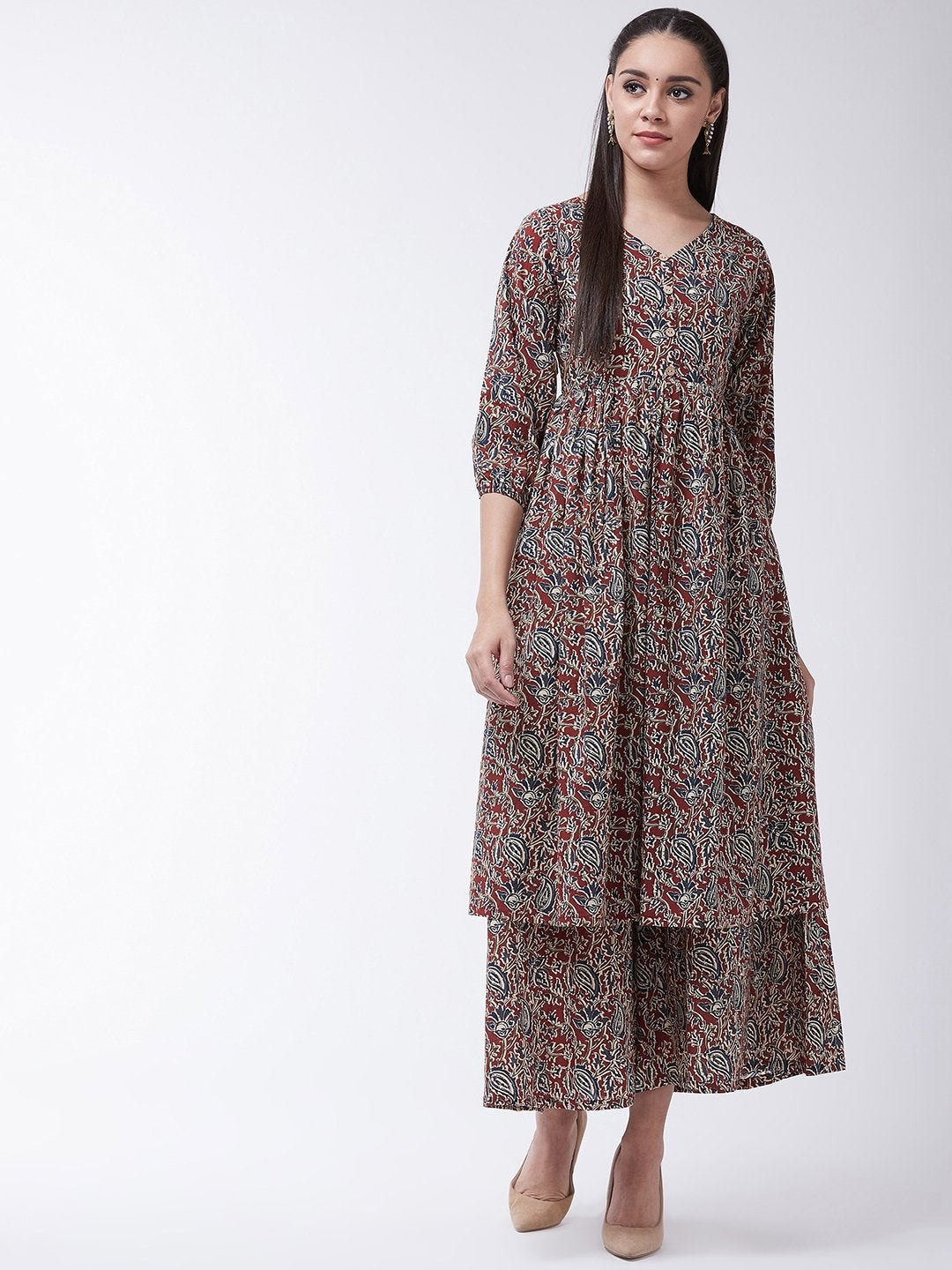 Maroon Kalamkari Kurta - InWeave